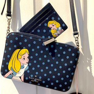Kate Spade NWT Alice in Wonderland Disney Crossbody and Card Wallet